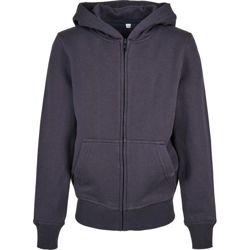 Image of Build Your Brand Basic Full Zip Hoodie in Navy Size: 11-12 Years Navy Unisex 11-12 Years