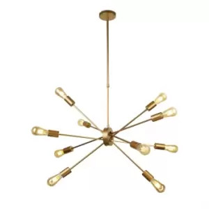 Image of Alpha 10 Light Multi Arm Pendant Matt Gold, E27