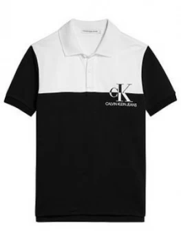 Image of Calvin Klein Jeans Boys Short Sleeve Monogram Block Polo