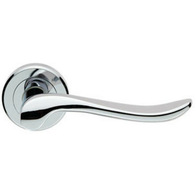 Image of Loops PAIR Scroll Shaped Lever Handle on Round Rose Concealed Fix Polished Chrome Multi