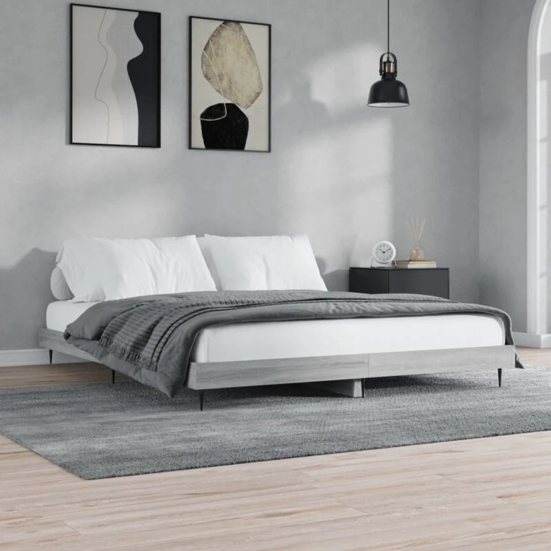 Image of VIDAXL Bed Frame without Mattress Grey Sonoma 140x200cm Engineered Wood Vidaxl 8720845797362