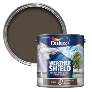 Image of Dulux Weathershield Exterior Conker High Gloss Paint 2.5L