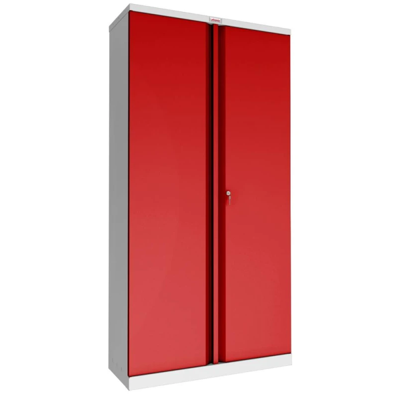 Image of Phoenix SC Series 2 Door 4 Shelf Steel Storage Cupboard Grey Body Red Doors with Key Lock SC1910GRK