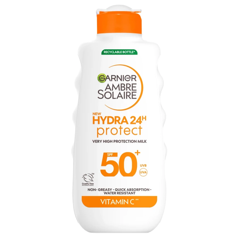 Image of Garnier Ambre Solaire SPF 50+ Hydra 24 Hour Hydrating Sun Cream Lotion With Vitamin C,175ml