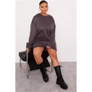 Image of I Saw It First Charcoal Plus Size Oversized Sweater Dress - Grey