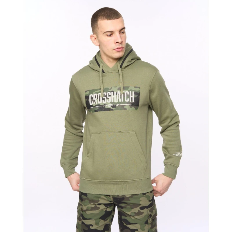 Image of Crosshatch Crosshatch Men Camtort Hoodie in Olive Size: X-Large Olive XL Male 5059294668774