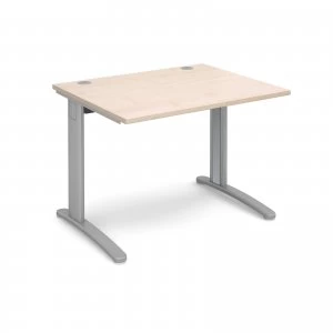 Image of TR10 Straight Desk 1000mm x 800mm - Silver Frame maple Top