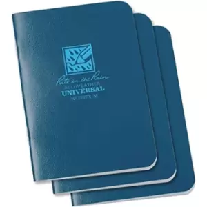 Image of Rite in the Rain Universal Stapled Mini Notebook, 3&frac14;" x 4?" (3 Pack) (12 Sheets) White / Blue