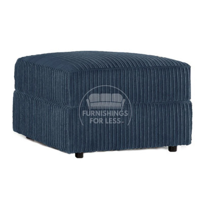 Image of Furnishings For Less UK Luxor Delta Ferguson Blue Fabric Soft Jumbo Cord Footstool