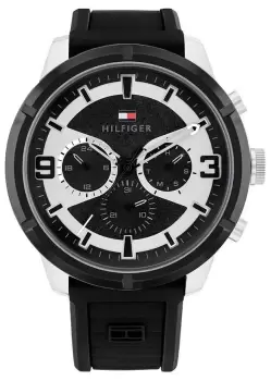 Image of Tommy Hilfiger 1792074 Mens Black and Silver Dial Black Watch
