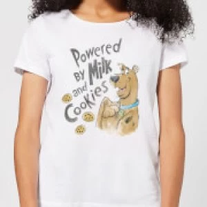 Image of Scooby Doo Powered By Milk And Cookies Womens T-Shirt - White - S
