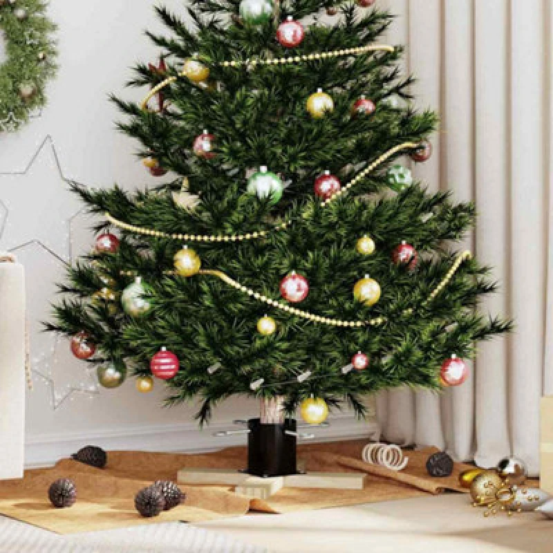 Image of Vidaxl Christmas Tree Stand 1.73 Black 50 X 50 X 16cm Solid Pine Wood