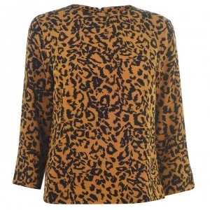 Image of Biba Contour Cuff Shell Blouse - leopard