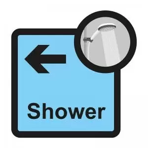 Image of Assisted Living Sign Shower arrow left - SA FMX 305 x 310mm