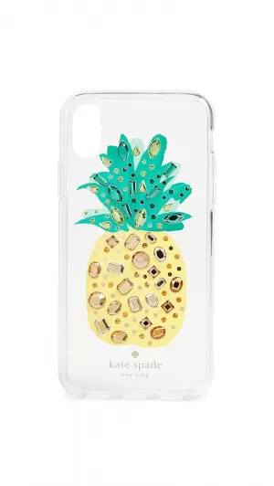 Image of Kate Spade New York Jeweled pineapple iPhone case Clear