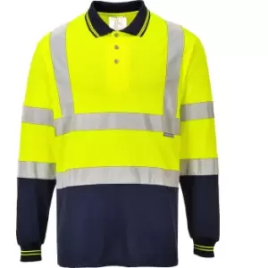 Image of Portwest Mens Hi Vis Long Sleeved Polo Shirt Yellow / Navy 4XL