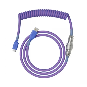 Image of Glorious PC Gaming Race Coiled Cable Nebula USB-C to USB-A Braided - 1.37m Purple (LO-CBL-COIL-NEB