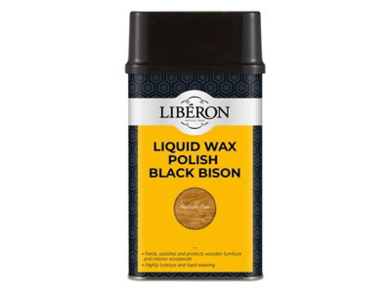 Image of Liberon 126889 Liquid Wax Polish Black Bison Medium Oak 500Ml Libblwmo500N
