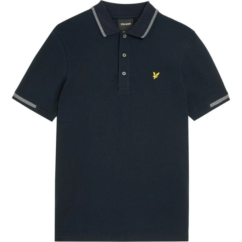 Image of Lyle and Scott Mens Tipped Cotton Short Sleeve Polo Shirt Dark Navy X941 male M
