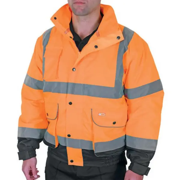 Image of Beeswift Beeswift Two Tone High Visibility Constructor Bomber Jacket Orange/Navy Blue L CBJTTORNL