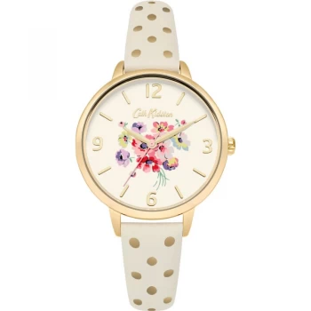 Image of Ladies Cath Kidston Mallory Bunch Cream & Gold Spot Watch