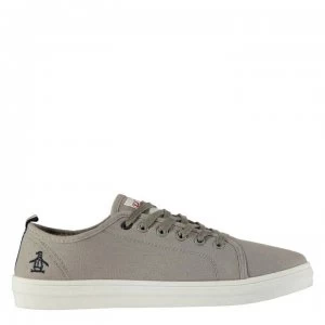 Image of Original Penguin Faze Canvas Low Trainers - Light Grey/Navy