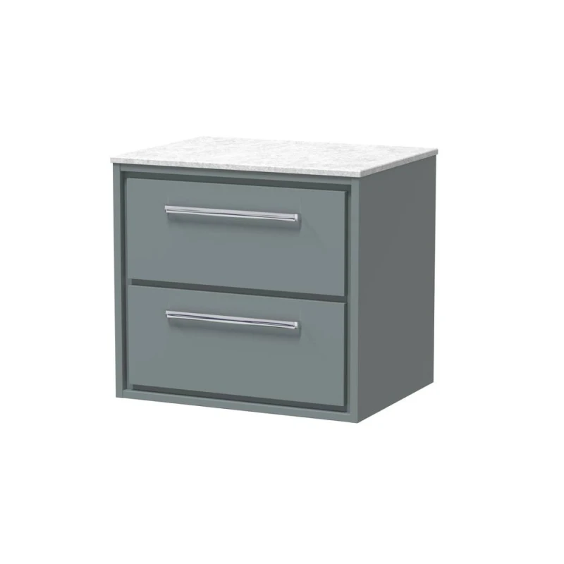 Image of Balterley 600mm Wall Hung 2-Drawer Vanity with Marble Worktop - Coastal Grey Grey Unisex