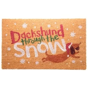 Image of Christmas Dachshund Through The Snow Coir Door Mat