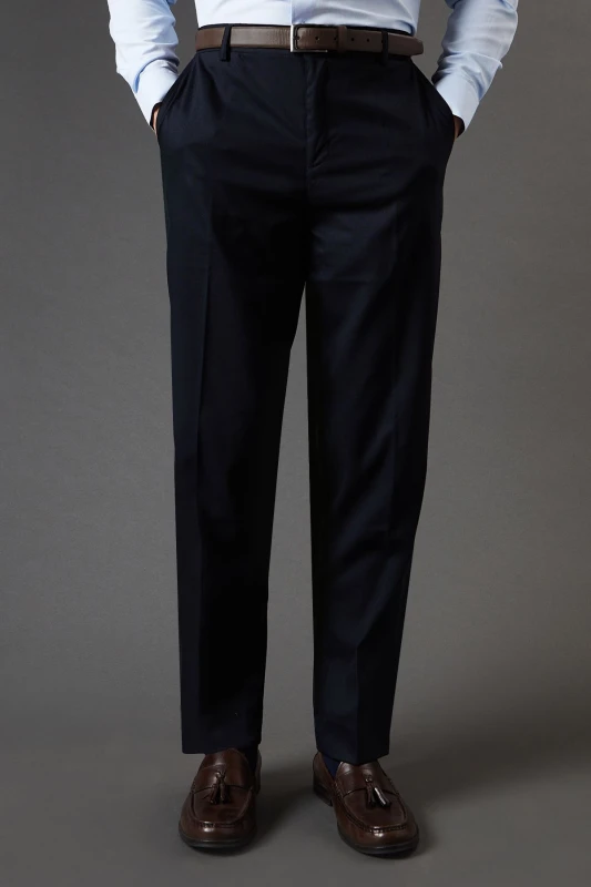 Image of Burton Mens Navy Tailored Fit Smart Trousers Navy 30R Male BBB05311