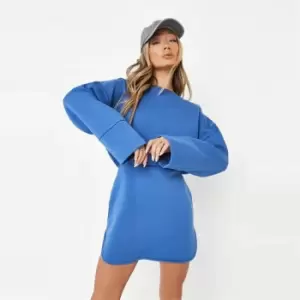 Image of Missguided Fitted Wide Slv Mini Sweater Dress - Blue