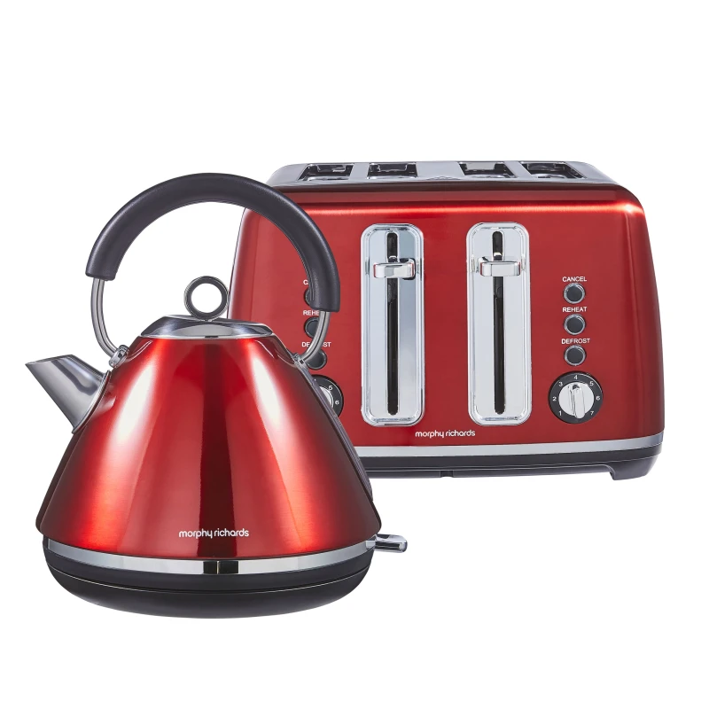 Image of Morphy Richards Accents Metallic Kettle and Toaster Bundle in Red Red One Size Unisex 5056765430670