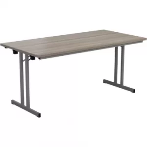Image of 1400MM Rectangular Folding Table Silver/Grey Oak