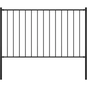 Image of Fence Panel with Posts Powder-coated Steel 1.7x0.75 m Black vidaXL - Black