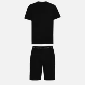 Image of Calvin Klein Logo Short Sleeve Top and Shorts Cotton Sleep Set - S
