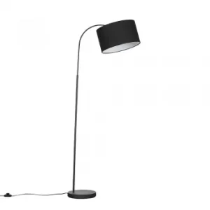 Image of Curva Dark Grey Floor Lamp with Large Black Reni Shade
