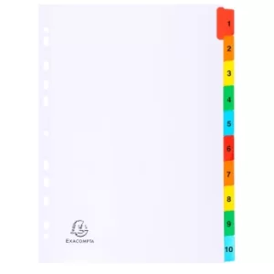 Image of Exacompta Indices Dividers A4, 10 Part 1-10 White, Pack of 20