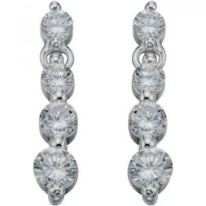 Image of Ladies Beginnings Sterling Silver Cubic Zirconia Round 3 Stone Earrings