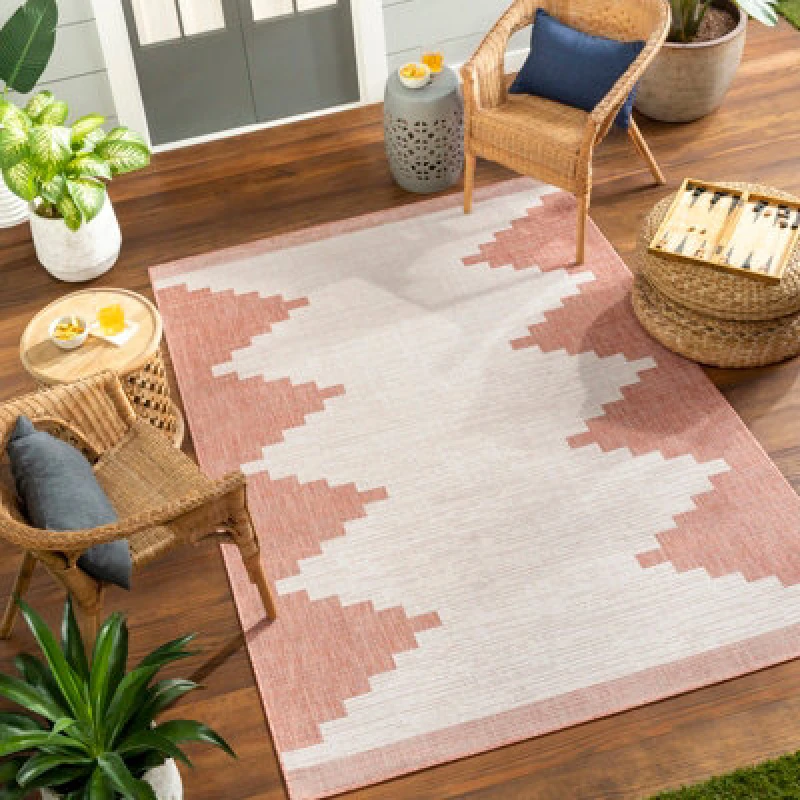 Image of Livabliss In- & Outdoor Global Coral/grey Rubal Area Rug 130 X 180 Cm - Easy To Clean, Perfect For Patio, Balcony, Kitchen Or Dining Room