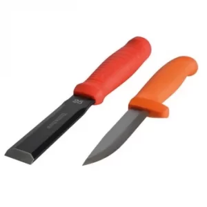 Image of Hultafors Chisel EDC 25mm & Craftsmen's Knife HVK in a Double Holster