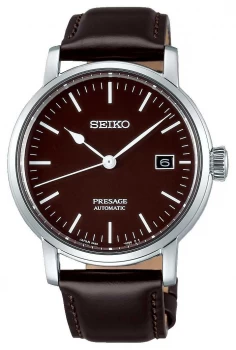 Image of Seiko Presage Mens Mechanical Brown Leather Brown Watch