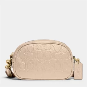 Image of Coach Womens Signature Leather Camera Cross Body Bag -Ivory Multi