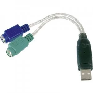 Image of Digitus USB / PS/2 Keyboard/mouse Cable [1x USB 2.0 connector A - 2x PS/2 socket] 10.00cm Transparent