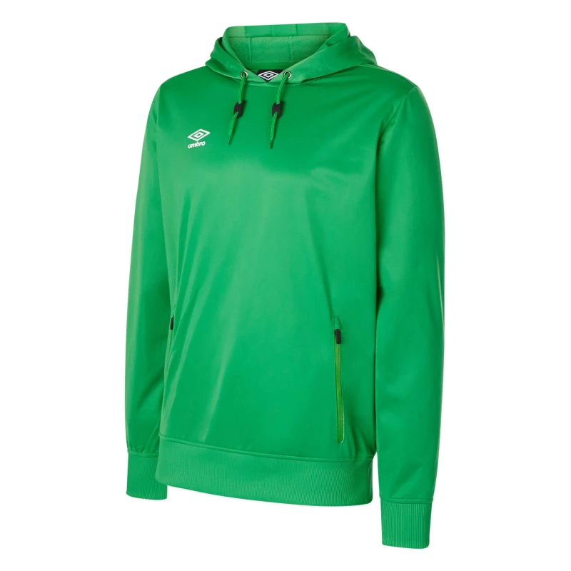 Image of Umbro Club Essential Polyester Drawstring Hoodie in Emerald Size: 11-12 Years Emerald Unisex 11-12 Years
