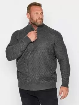 Image of BadRhino Textured 1/4 Zip Charocal, Grey, Size 1Xl, Men
