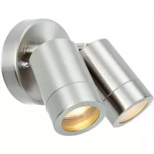 Image of IP44 Outdoor Adjustable Spotlight Brushed Steel Twin GU10 Dimmable Up Down light