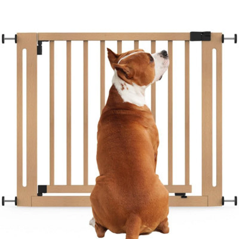 Image of Bettacare Wooden Elegance Dog Gate, Natural, 95Cm - 103Cm, Pressure Fit Pet Gate, 73Cm Extra Wide Doorway, Easy Installation