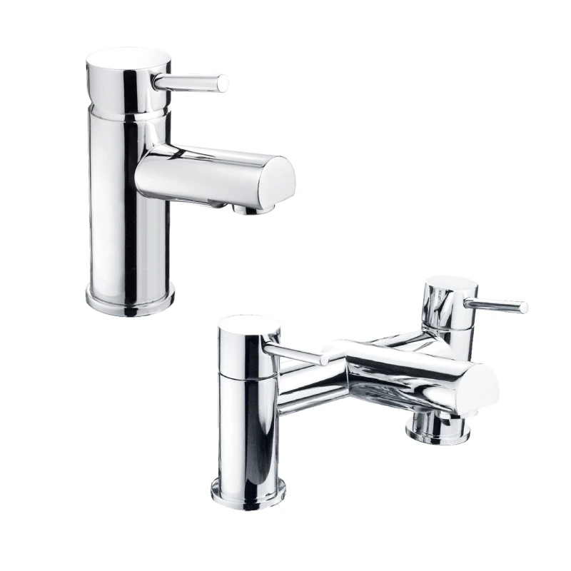 Image of Balterley Round Mono Basin Mixer Tap & Bath Filler Tap - Chrome in Silver Silver Unisex
