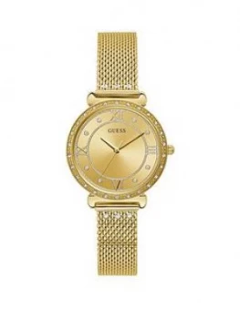Image of Guess Guess Jewel Gold Sunray Dial Gold Stainless Steel Bracelet Ladies Watch