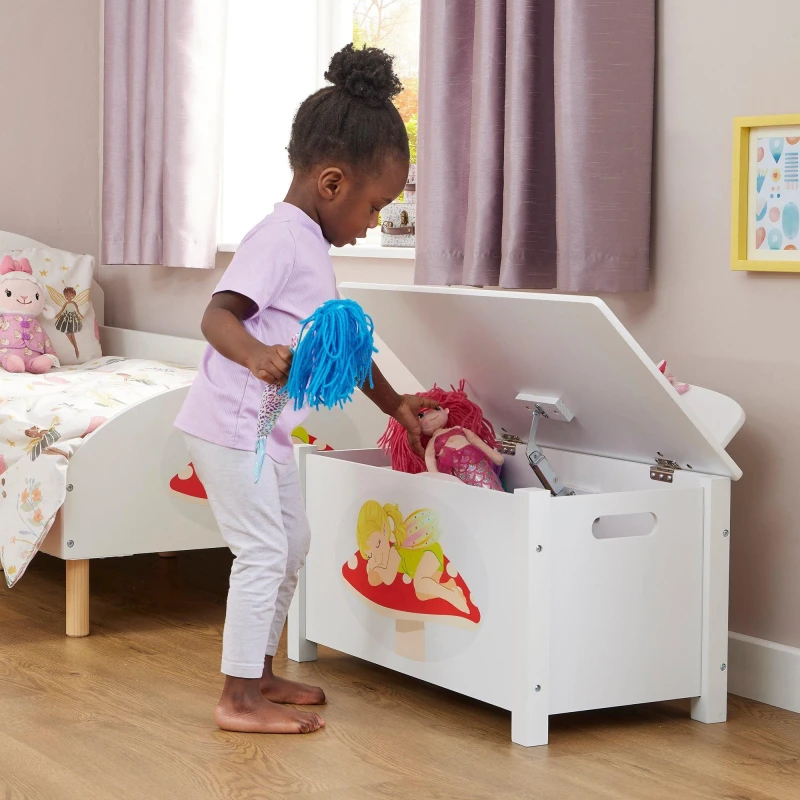 Image of Liberty House Toys Fairy Wooden Toy Box in White White Unisex