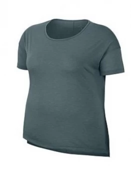 Image of Nike Yoga Layer Tee (curve), Green, Size 18-20=1X, Women